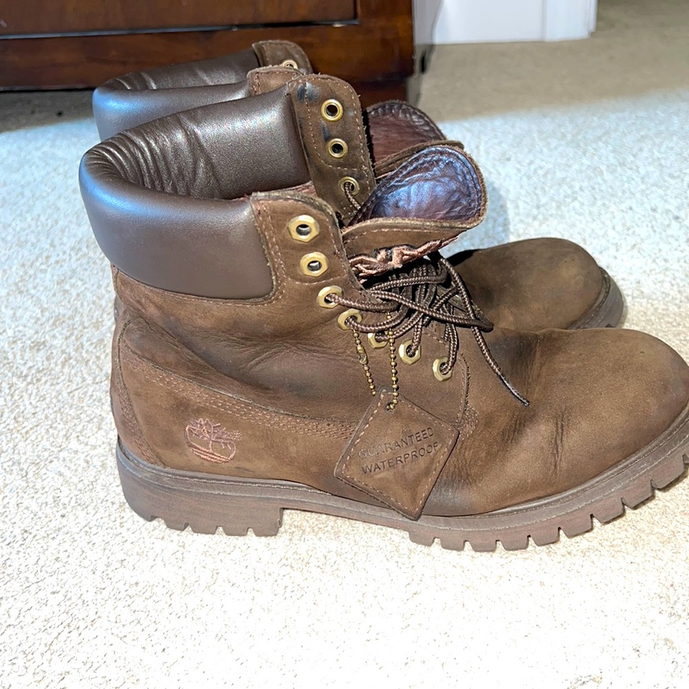 Timberland Brown Leather Boots Fur Lined Men's Size 9